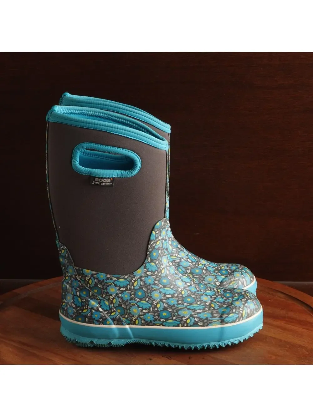 Bogs Boots Girls Size 5 Blue Sweet Pea Classic Owl Waterproof Chore Outdoor Read
